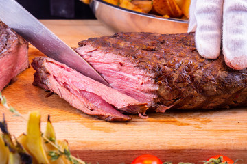 Beef fillet in a section