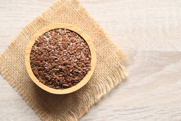 Top view of Chia seeds in a bowl with copy space, Healthy eating concept