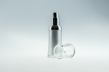 cosmetic bottles for skin care, empty women on a white background isolate