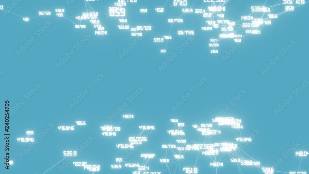 Poster rolling numbers.digital data points network loop.dark background, rotating flickering white light me