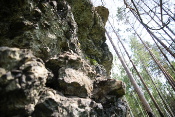 Rocks in the forest of Siberia