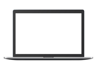 Close-up - an open laptop with white screen. Place for text or advertising. Vector illustration
