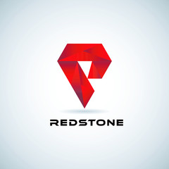 Abstract Red Geometric Shape Logo Sign Symbol Icon