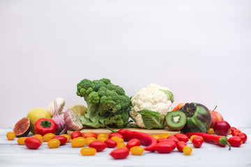 Collection vegetables and fruits.