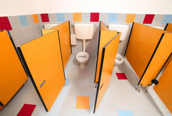 bathroom of a kindergarten without people