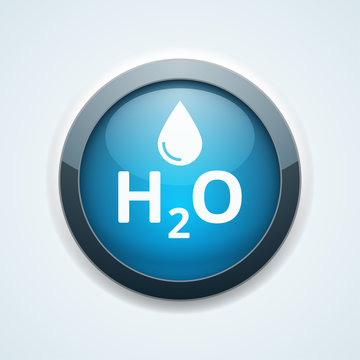 Water H2O drop button illustration