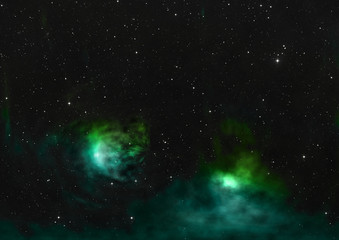 Far being shone nebula and star field. 3D rendering