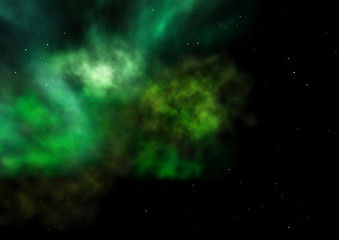 Naklejka na ściany i meble Far being shone nebula and star field. 3D rendering