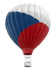 Hot Air Balloon with Czech Flag. Image with clipping path