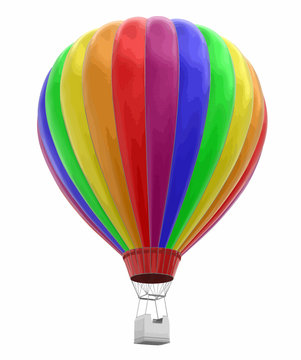 Multi Colored Hot Air Balloon. Image with clipping path