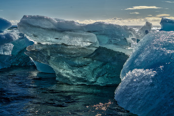 Glacial ice on seashore