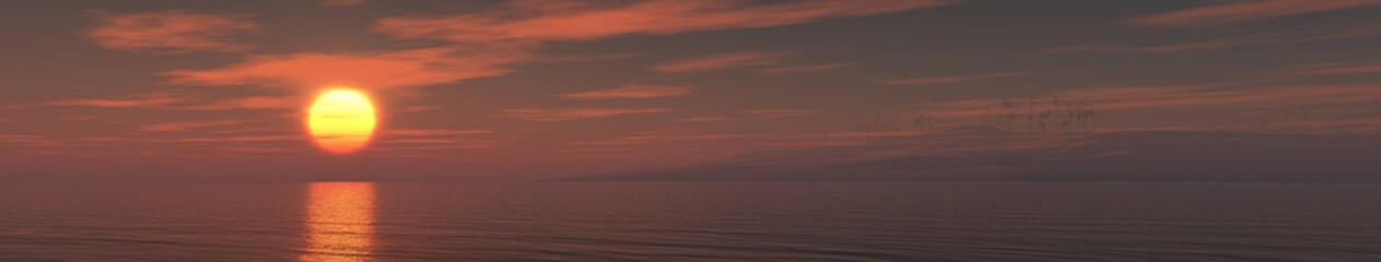 Panorama of sea sunset, beautiful seascape, banner,
