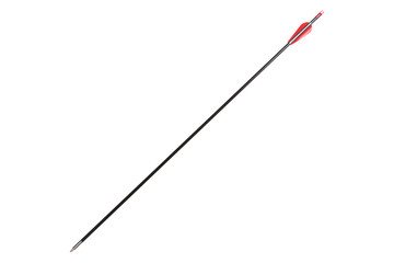 modern arrow for archery with red plumage, on a white background