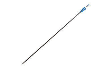 Archery with blue plumage, on a white background
