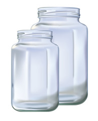 Clear glass jar isolated