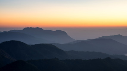 Landscape nature beautiful sunrise on top of thailand  mountain