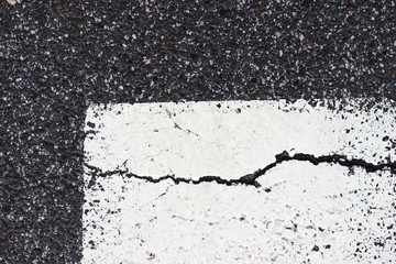 Obraz premium Asphalt pavement sign marking crosswalk white paint wet old surface texture detail