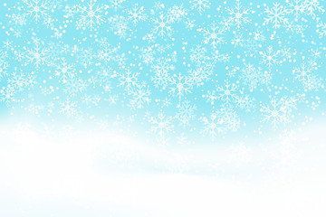 Falling snow background. Realistic snowdrift. Vector illustration with snowflakes. Winter snowy landscape. Eps 10.