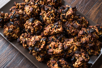Homemade Granola Cookies with Dried Fruits Raisin and Dry Walnut.