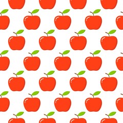 Apples. Seamless pattern with red apples on white. Fruit background