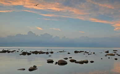 sunset over the lake