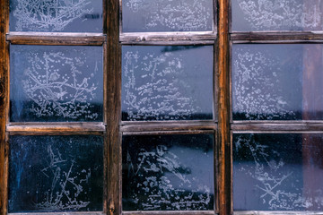 frosty pattern on the glass