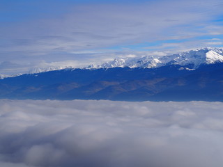 Fototapeta na wymiar Sea of clouds above the city of Grenoble, France