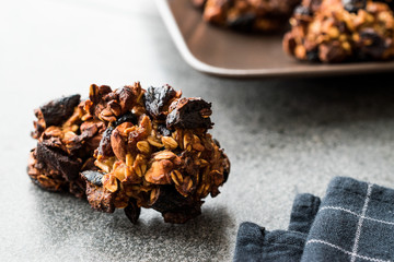 Homemade Granola Cookies with Dried Fruits Raisin and Dry Walnut.