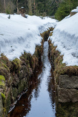Nationalpark Harz im Winter Oderteich Grabensystem Altbergbau
