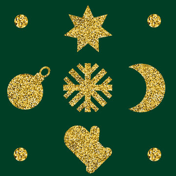 gold pattern on green background