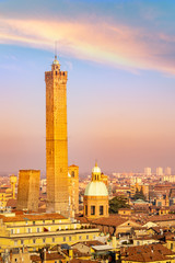 Naklejka premium Bologna, Emilia Romagna, Italy. Cityscape with towers and domes