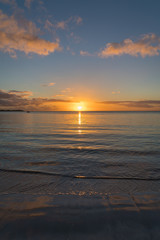 Sundown over the ocean, Grand Baie, Mauritius island.