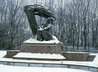 Warsaw Poland - January 2012: Fryderyk Chopin monument in the Royal Lazienki Park