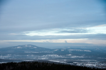 Fototapeta na wymiar Winter landscape on top of the mountains
