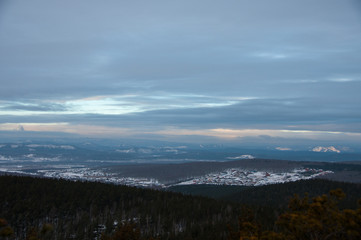 Fototapeta na wymiar Winter landscape on top of the mountains