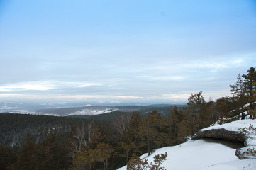 Winter landscape on top of the mountains
