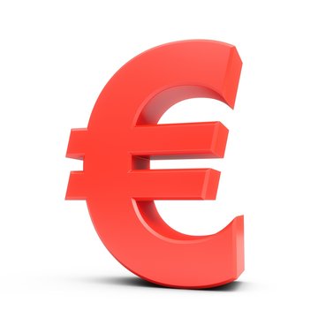 3D Rendering Red Euro Sign isolated on white background