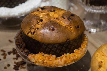 Panettone: Typical Italian Christmas Cake with Candied Fruit All Around