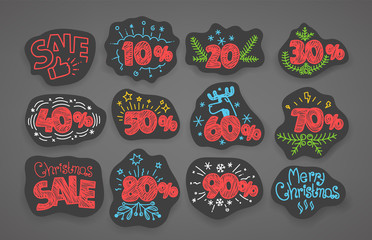 Set of season discount shopping stickers. Vector illustration