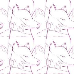 Winter seamless pattern with deer in forest