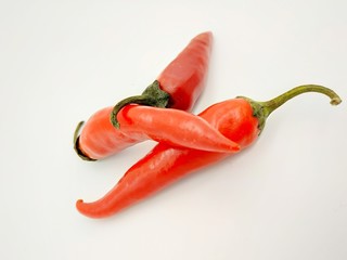 Red chili peppers on white background - 240269587