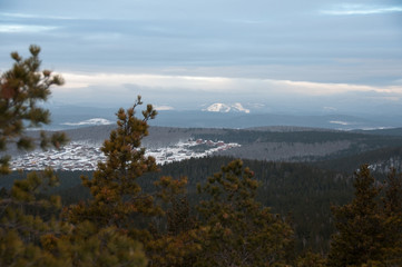 Obraz premium Winter landscape on top of the mountains