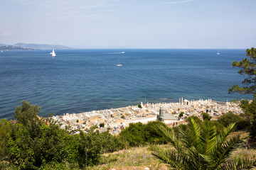View on the cemetery for seafarers near Saint-Tropez. Situated in the southern part of France,...