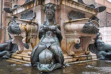Bologna, Italy - December 18, 2018 : View of Neptune fountain © simona