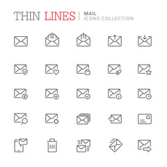 Collection of mail related line icons