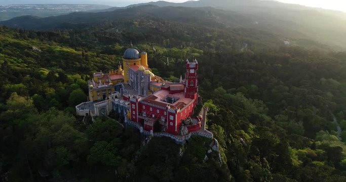 Aerial View of the Pena Palace (Palacio da Pena) in Sintra, Portugal
