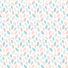 Abstract floral seamless pattern with leaves.  Scandinavian style geometric print in pastel colors. Vector wallpaper.