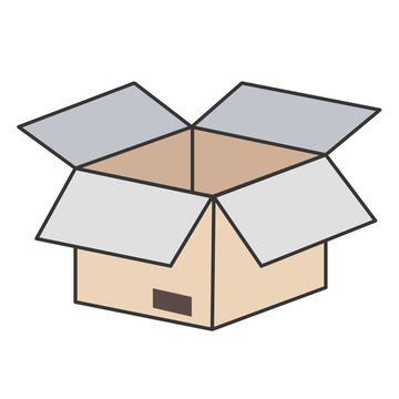 open cardboard box isolated icon on white, stock vector illustration