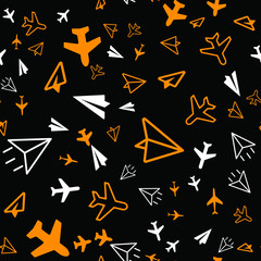 Travel, plane, aircraft, transport concept. Seamless vector EPS 10 pattern
