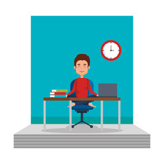 businessman with lotus pose in office